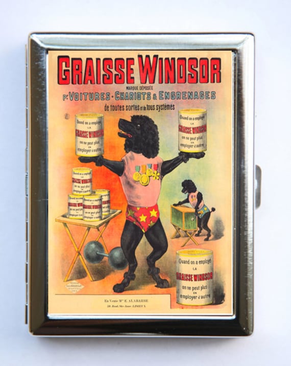Französisch Zirkus Pudel Poster Zigarette Fall Id Brieftasche Visitenkarte Halter von che655