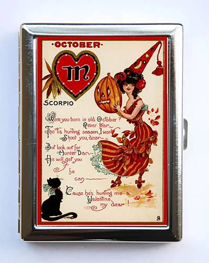 Halloween Zigarettenetui Brieftasche Visitenkartenhalter Oktober Horoskop Skorpion von che655