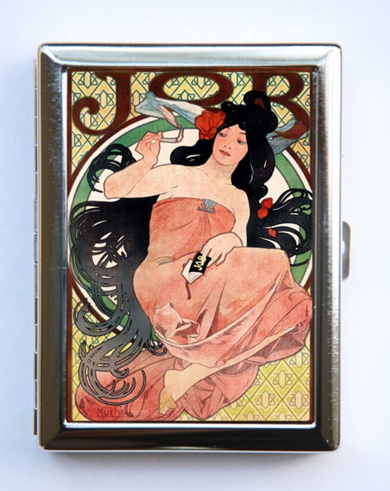 Job Jugendstil Göttin Zigarette Fall Id Brieftasche Visitenkarte Halter von che655