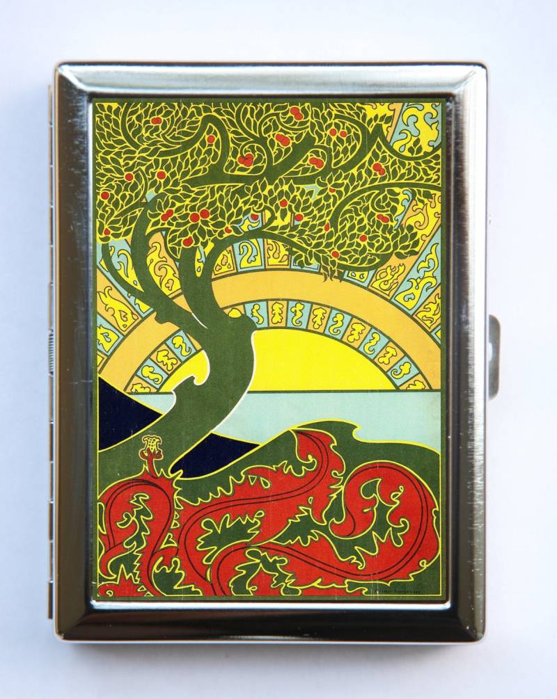 Jugendstil Baum Zigarette Fall Id Brieftasche Visitenkarte Halter von che655