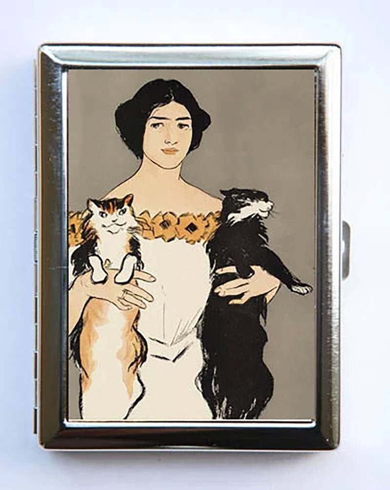 Jugendstil Frauen Und Katzen Zigarettenetui Visitenkartenetui von che655
