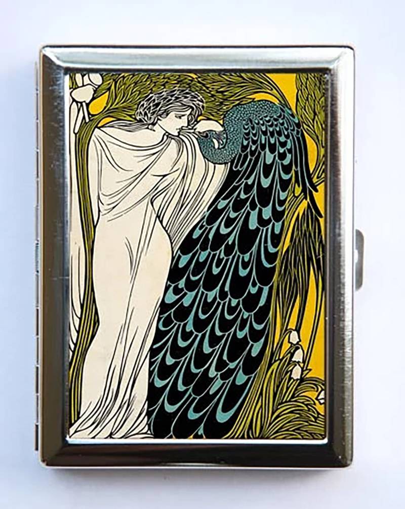 Jugendstil Frauen & Pfau Zigarettenetui Portemonnaie Visitenkartenhalter von che655