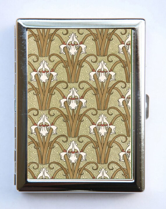 Jugendstil Iris Floral Muster Zigarette Fall Id Brieftasche Visitenkarte Halter von che655