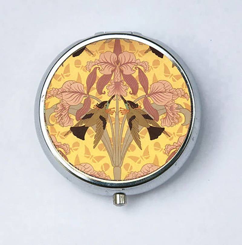 Jugendstil Kolibri Orchid Pillendose Pillenhalter Design Muster von che655