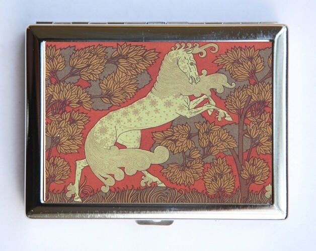 Jugendstil Pferd Zigarette Fall Brieftasche Visitenkarte Halter von che655