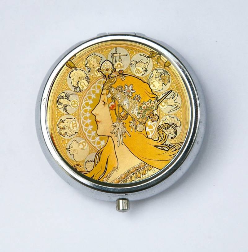 Jugendstil Pillendose Pillenhalter Mädchen Göttin Sternzeichen Edwardian Era von che655