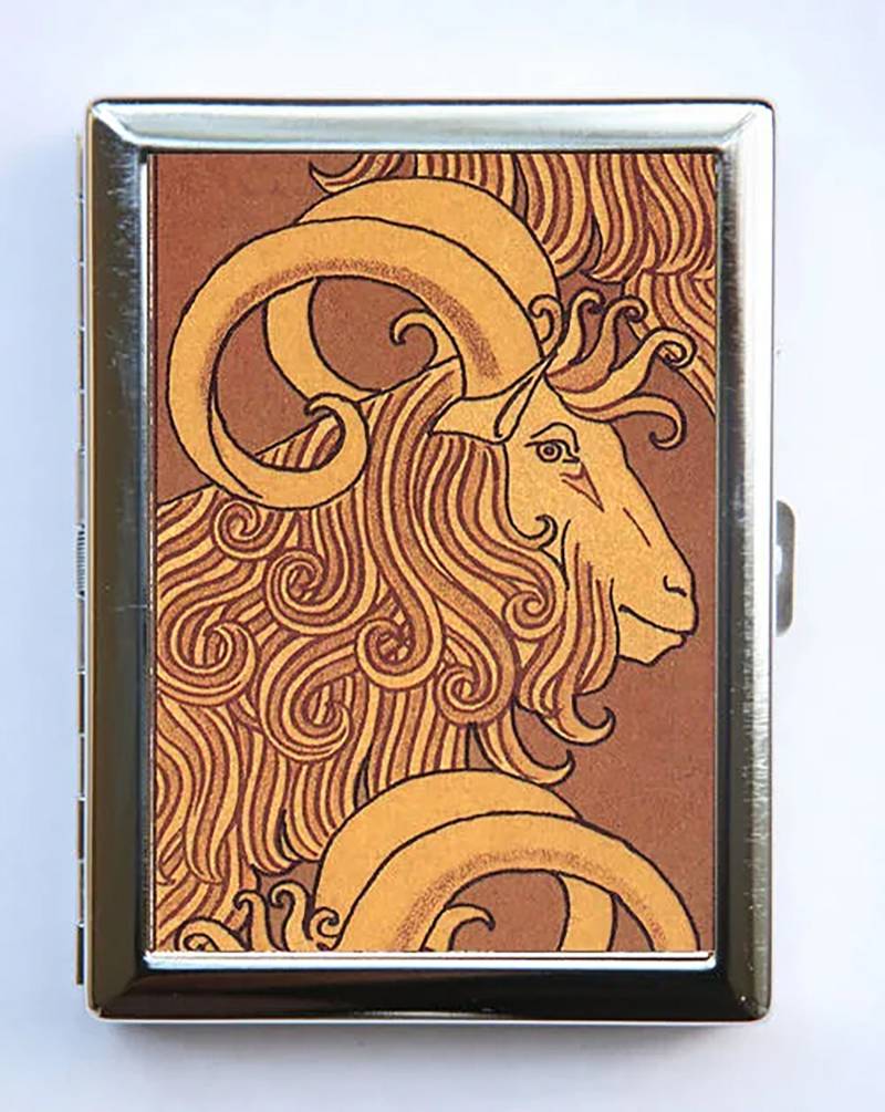 Jugendstil Widder Zigaretten Etui Brieftasche Visitenkarten Halter von che655