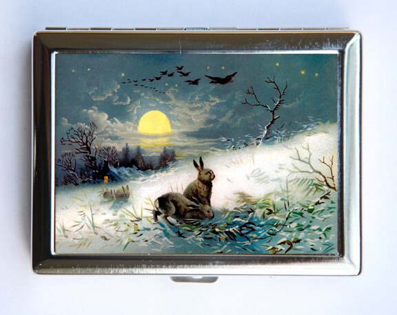 Kaninchen Mond Zigarette Fall Brieftasche Visitenkarte Halter Eulen Märchen von che655