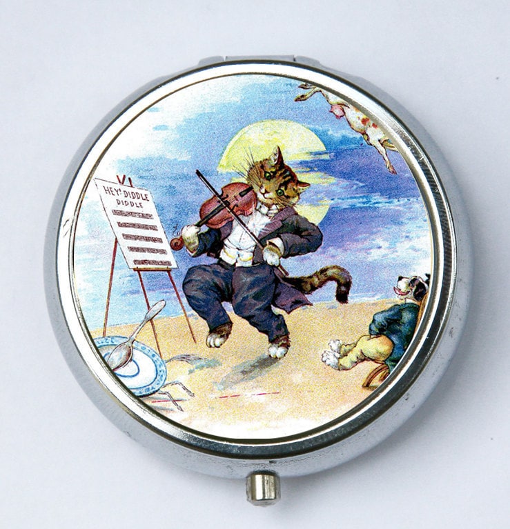 Katze Pillendose Pillenhalter Geige Spielend Kitsch-Musik von che655