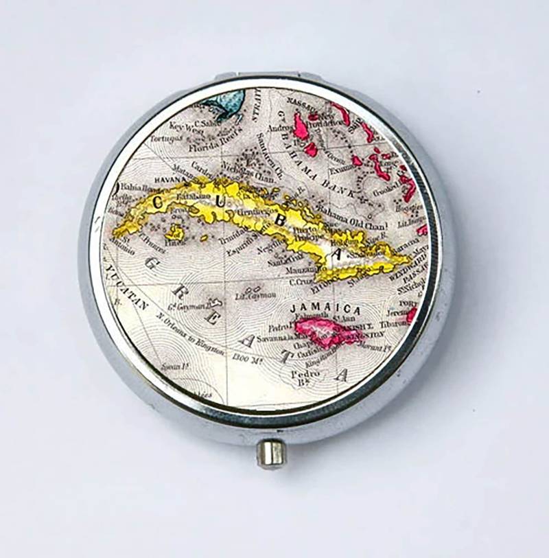 Kuba Pillendose Halter Vintage Map Made in Den Usa von che655