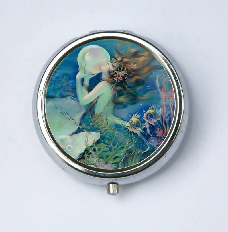 Meerjungfrau Hält Perle Pillendose Pille Hülle Boxhalter Jugendstil Deko Viktorianisch Diy von che655