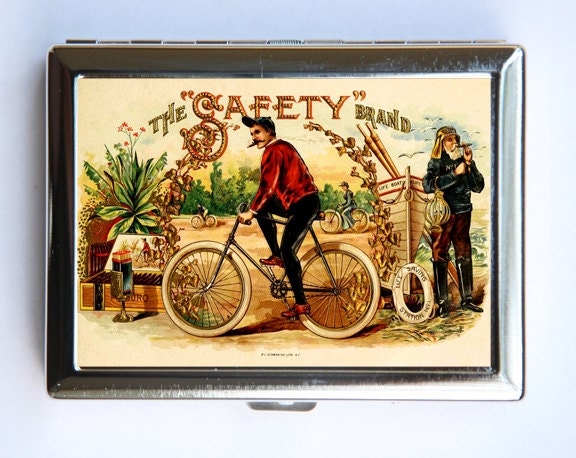 Old Time Fahrrad Reiter Zigarette Fall Brieftasche Visitenkarte Halter von che655