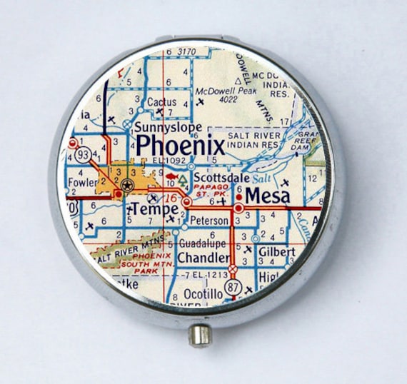 Phoenix Arizona Az Pill Fall Pille Box Pillbox Halter Vintage Karte von che655