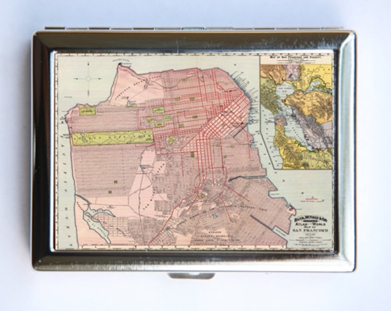 San Francisco Zigarette Fall Brieftasche Visitenkarte Halter Id Atlas Karte California Sf Bay Area von che655