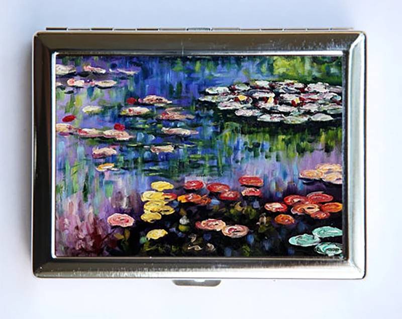 Seerosen Zigarettenetui Portemonnaie Visitenkartenhalter Fine Art Claude Monet von che655