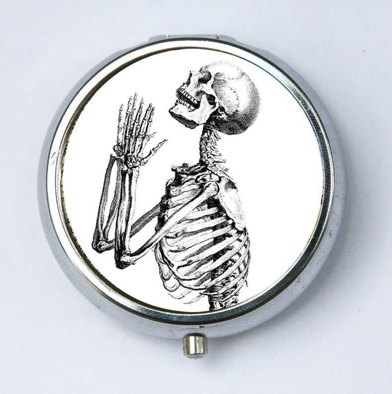 Skelett Betende Anatomie Pillendose Pillenbox Pillenboxhalter von che655