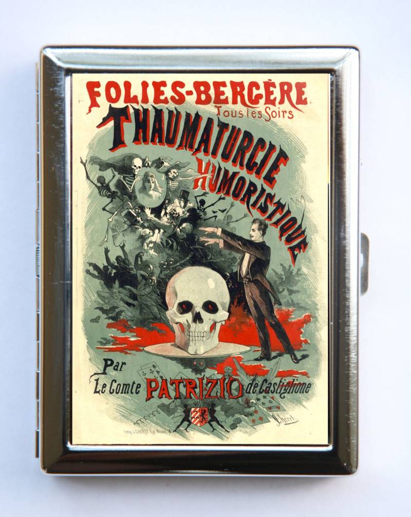Vintage Französisch Magic Circus Poster Zigarette Fall Brieftasche Visitenkarte Halter Sideshow Darsteller Freaks von che655