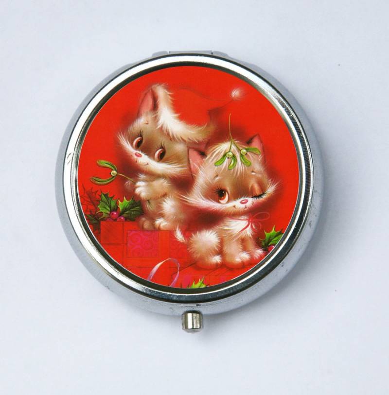 Weihnachts Katze Pillendose Pillenbox Halter Kitsch Weihnachten Urlaub von che655
