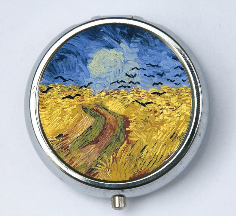 Weizenfeld Mit Krähen Pillendose Pillenbox Boxhalter Fine Art Malerei Van Gogh von che655