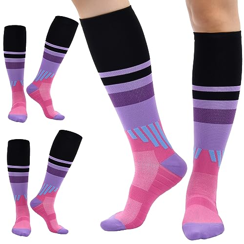 Kompressionsstrümpfe Damen Herren 15~20mmHg Sneaker Socken 34-51 Stützstrümpfe Thrombosestrümpfe Sport Flug Laufen Kompressionssocken 2 Paar (DE/NL/SE/PL, Numerisch, 34, 37, Regular, Regular, Lila) von cheap4uk