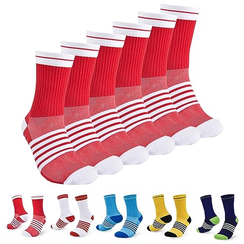 cheap4uk 3 Paar Grip Socken Fussball Rutschfeste Sport Fußball Socken Herren Damen 39-42 43-46 Grip Socks Mit Gummipunkten Atmungsaktive Sneaker Socken (as3, alpha, m, regular, regular, rot) von cheap4uk