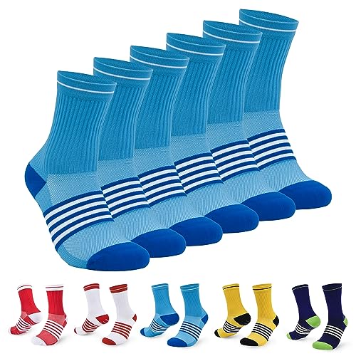 cheap4uk 3 Paar Grip Socken Fussball Rutschfeste Sport Fußball Socken Herren Damen 39-42 43-46 Grip Socks Mit Gummipunkten Atmungsaktive Sneaker Socken (as3, alpha, s, regular, regular, blau) von cheap4uk