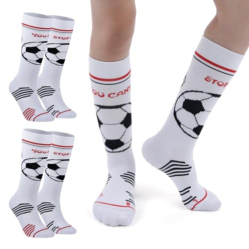 cheap4uk Fußballsocken 2 Paar Grip Socken Fussball SportSocken für Kinder OutdoorSport Laufsocken Kompression Elastische Socken, Rutschfest, Atmungsaktiv, für Basketball(L,Weiß) von cheap4uk