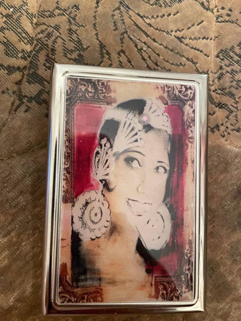 Retro 1920Er Jahre Handbemalt Josephine Paris 2-Clip Zigarettenetui Business Kreditkartenetui von cheetahrama