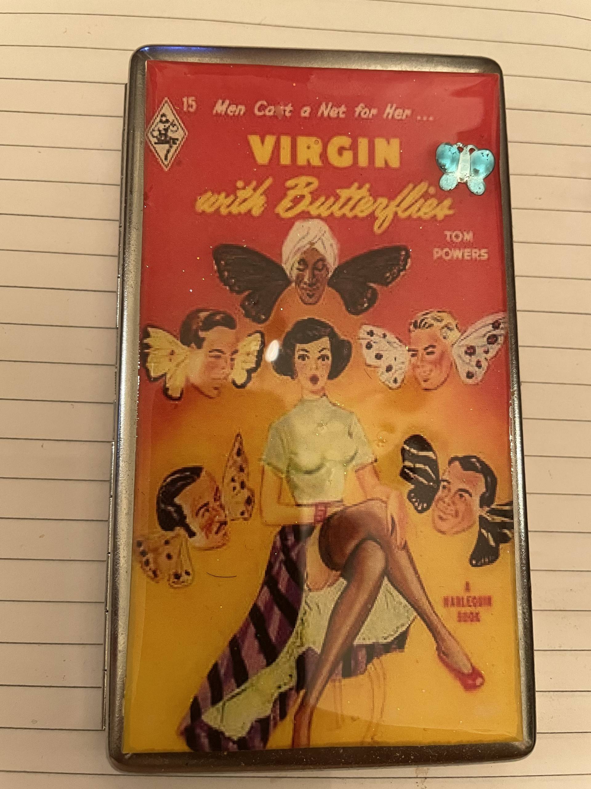 Retro 1940Er Jahre Jungfrau Mit Schmetterlingen Spiegel Taschentuchhalter Oder 2-Clip 120Er Zigaretten Business Kreditkartenetui von cheetahrama