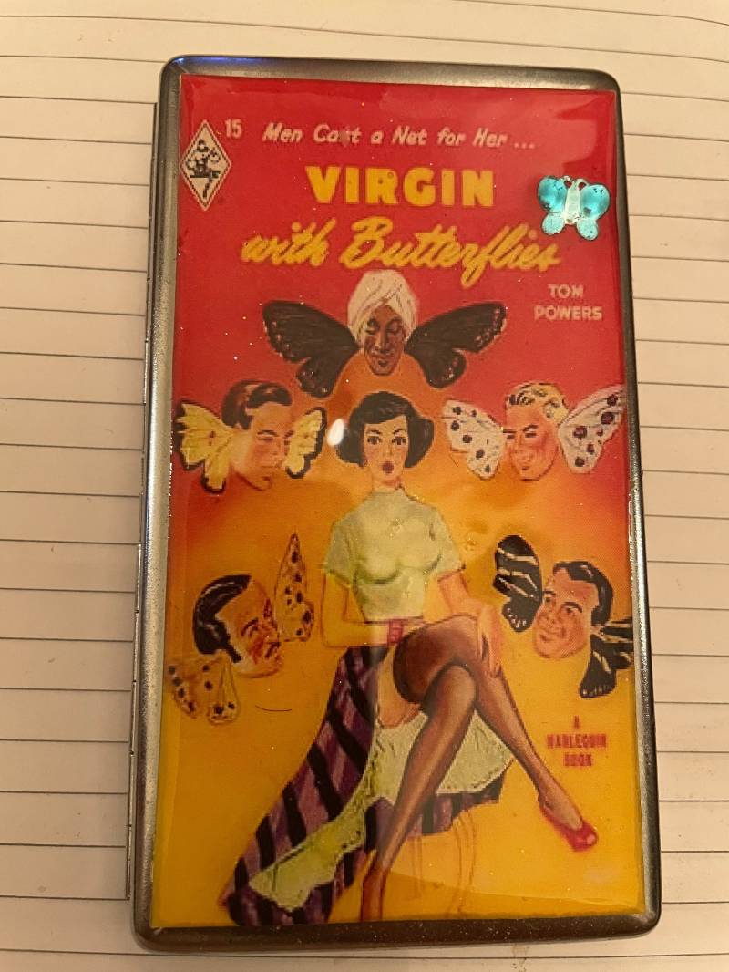 Retro 1940Er Jahre Jungfrau Mit Schmetterlingen Spiegel Taschentuchhalter Oder 2-Clip 120Er Zigaretten Business Kreditkartenetui von cheetahrama