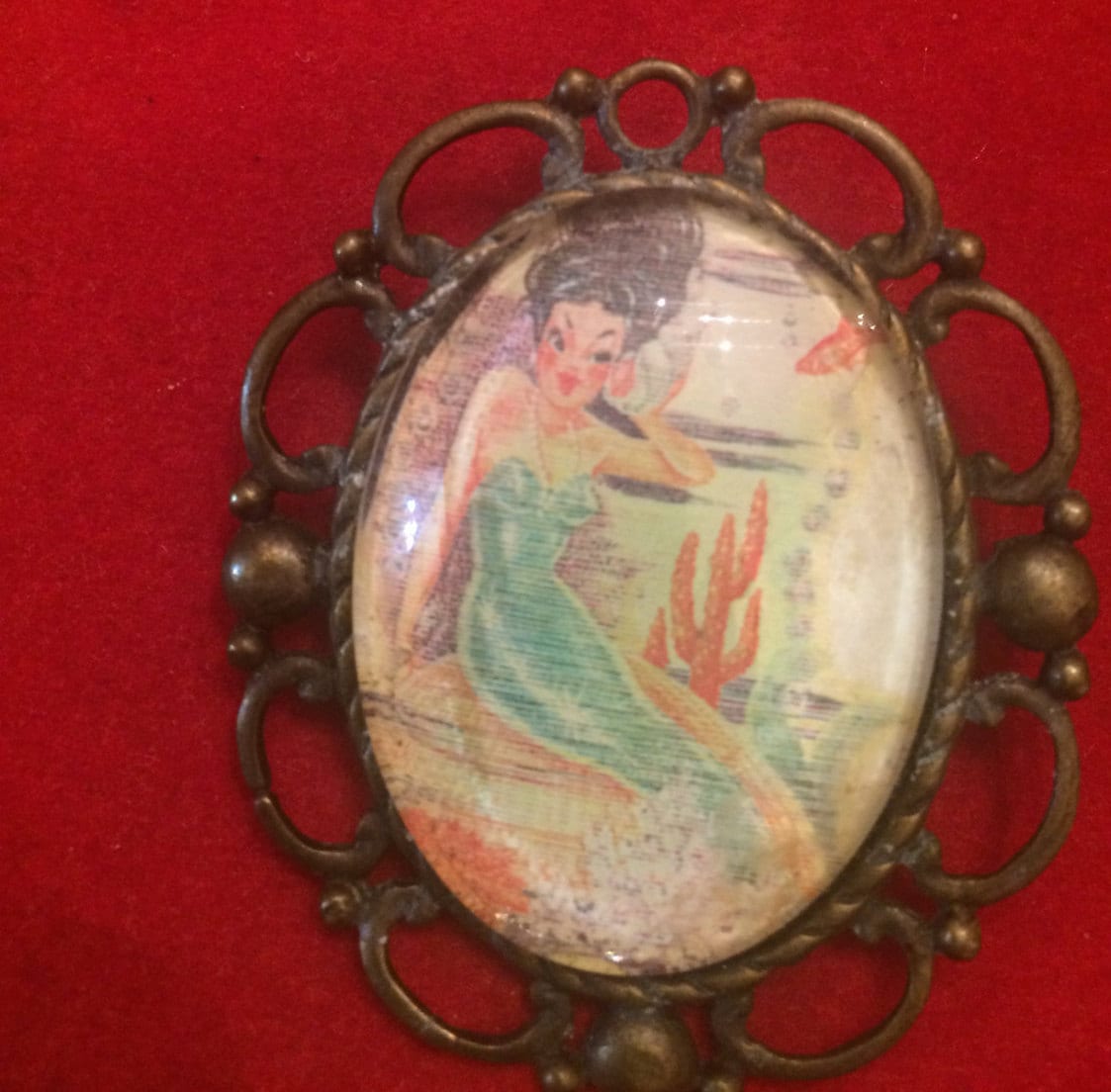 Retro 50Er Jahre Gleichzeite Meerjungfrau Filigrane Brosche Pin von cheetahrama