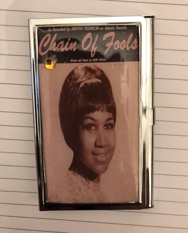 Retro Aretha Franklin Queen Of Soul Silber Visitenkartenetui Kreditkartenetui von cheetahrama