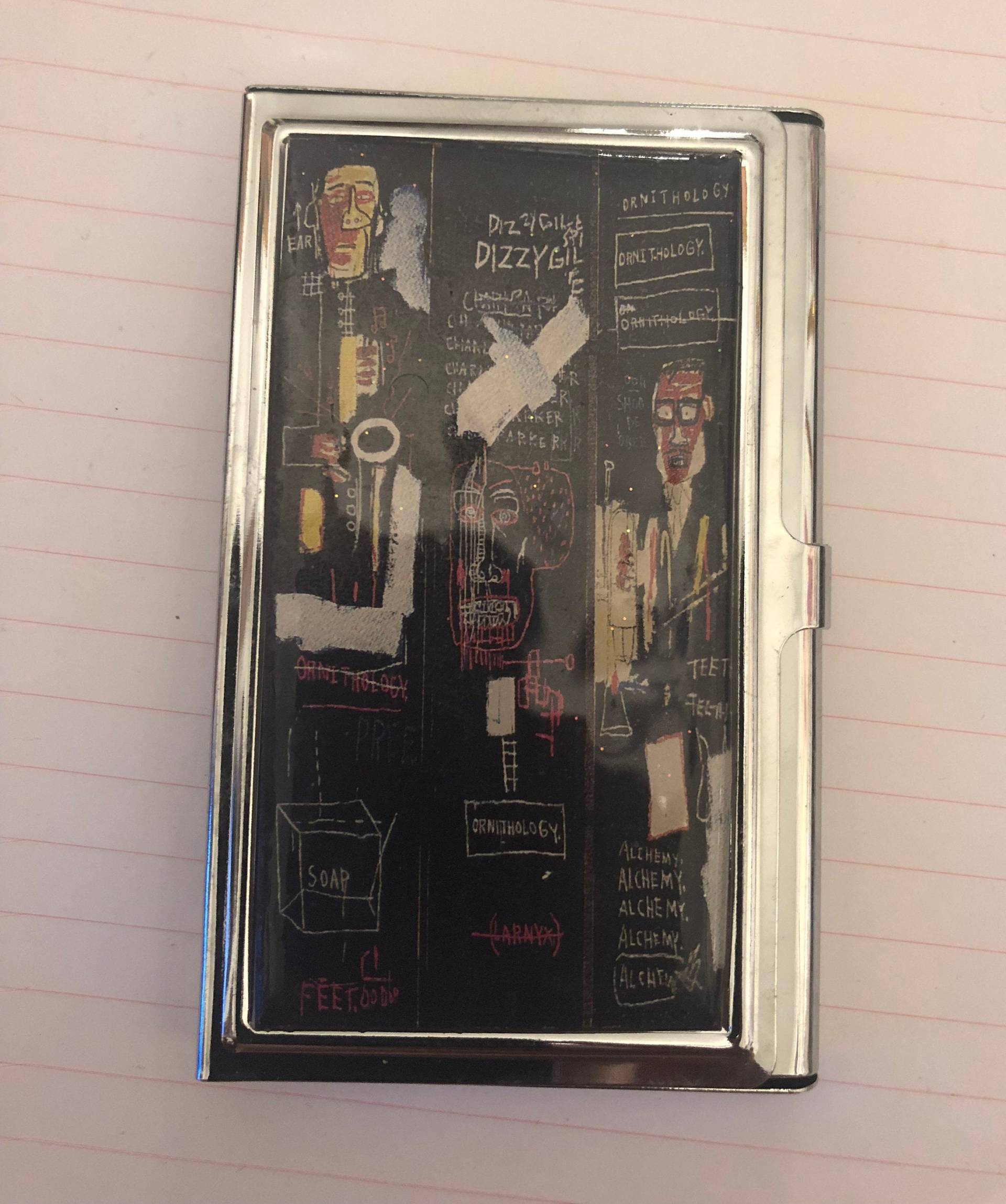 Retro Dizzy Gillepsie Trompetenspieler Silber Visitenkartenetui Kreditkartenetui von cheetahrama