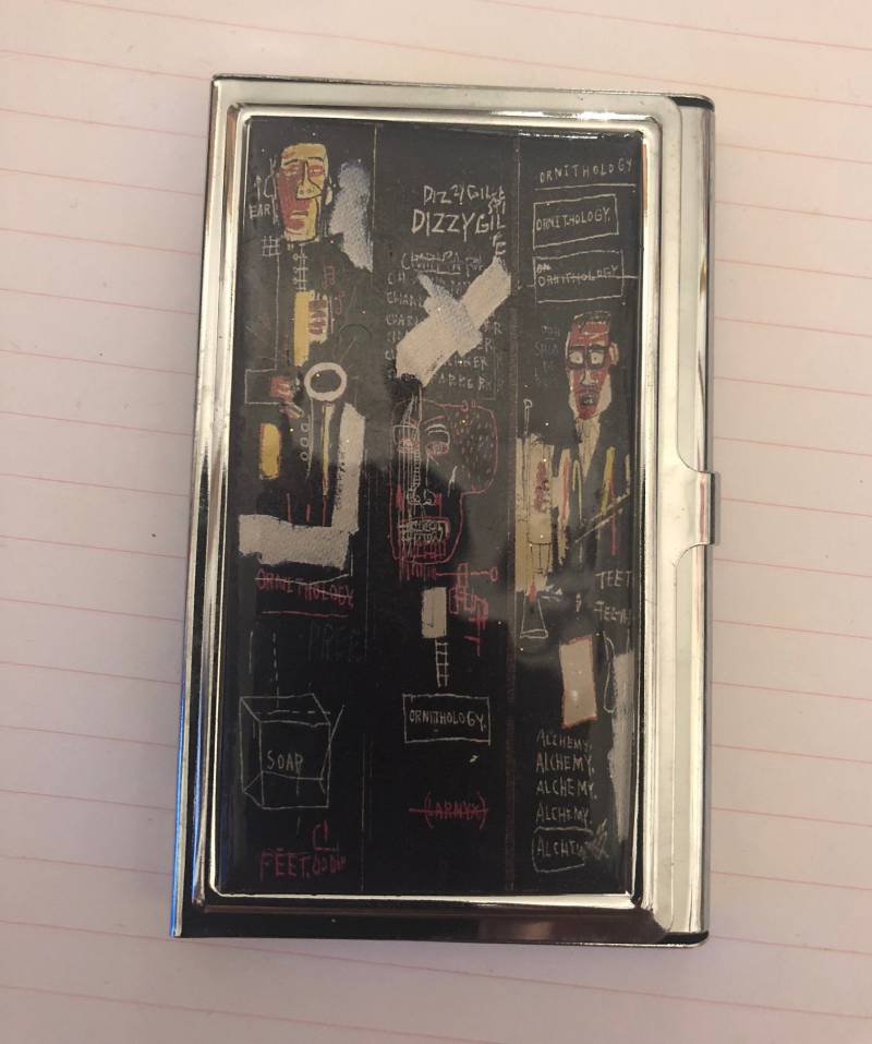 Retro Dizzy Gillepsie Trompetenspieler Silber Visitenkartenetui Kreditkartenetui von cheetahrama