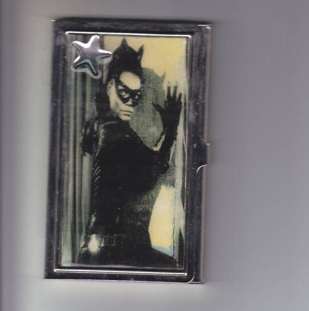 Retro Eartha Kitt Miauverous Silber Visitenkartenhalter Kreditkartenetui von cheetahrama