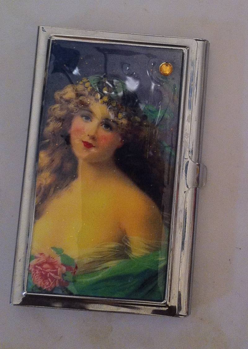 Retro Edwardian Belle Of The Ball Silber Visitenkartenhalter Kreditkartenetui von cheetahrama