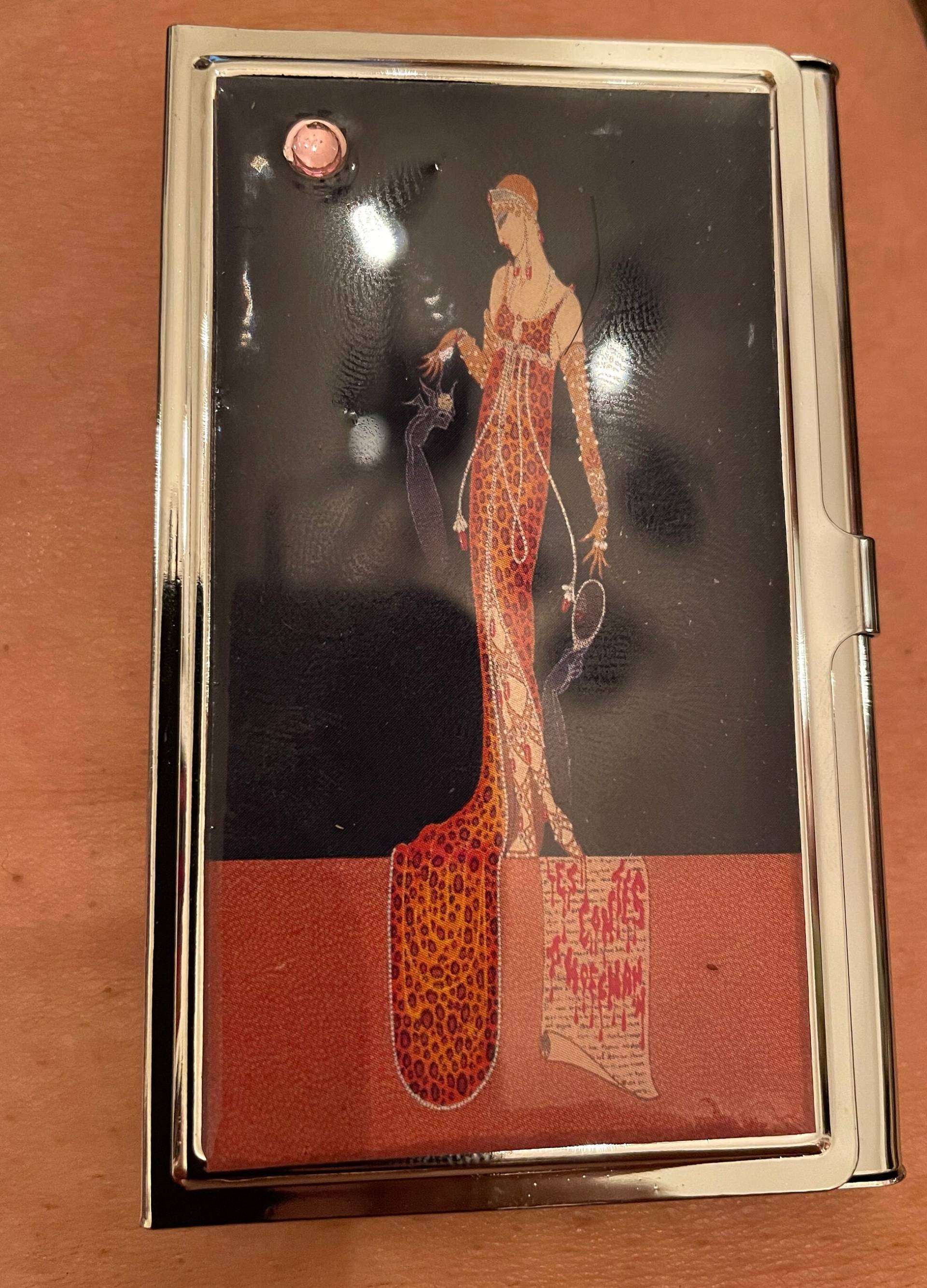 Retro Jugendstil Erte Leopard Donna Silber Business Kreditkartenetui I.d. Etui von cheetahrama