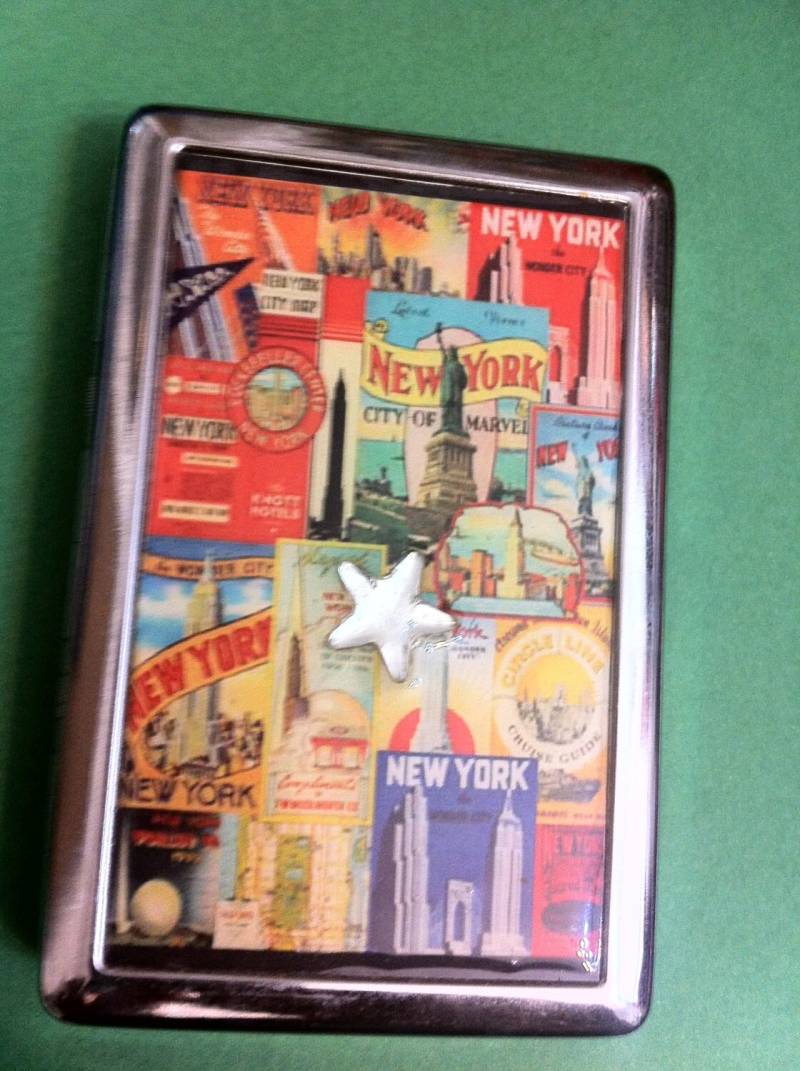 Retro New York City Postkarten 2-Clip I.d. Zigarettenetui Business Kreditkartenetui von cheetahrama