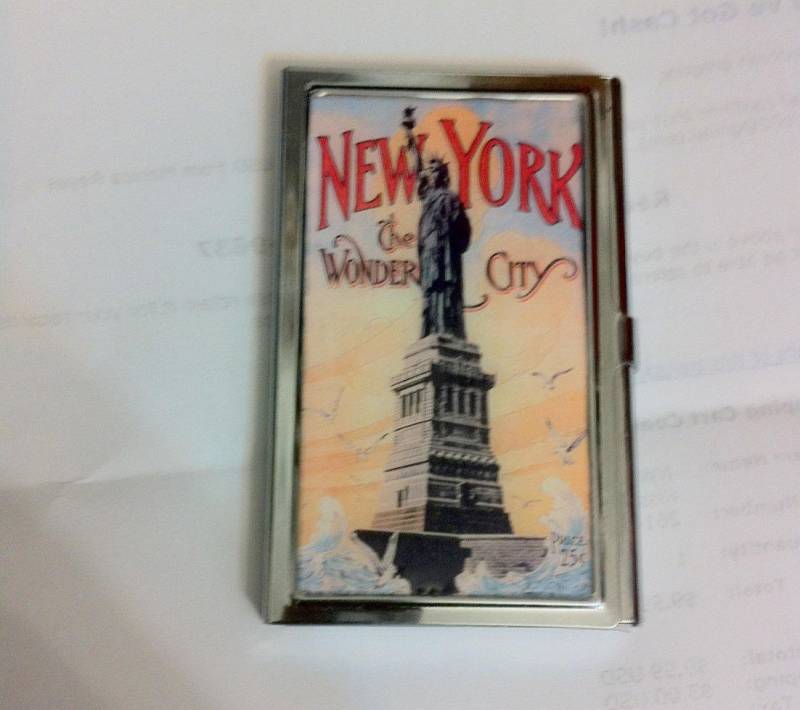Retro New York The Wonder City Freiheitsstatue Visitenkartenetui Kreditkartenetui von cheetahrama