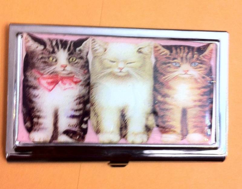 Tabby, Calico, Persian Cats Kätzchen Visitenkartenetui Kreditkartenetui von cheetahrama