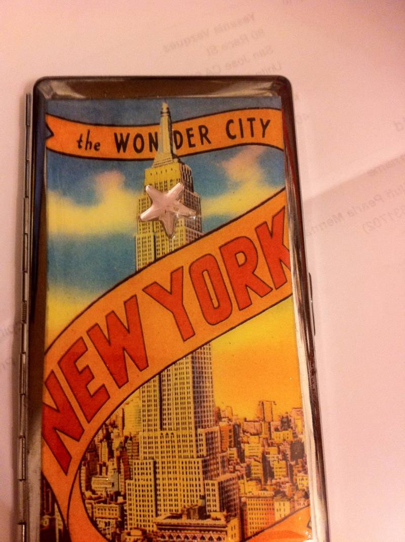 Taschentuchhalter Im Retro-stil Mit New York City-Spiegel Oder 120Er-Zigaretten-Geldbörsen-Etui 2 Klammern Und Business-Kreditkartenhalter von cheetahrama