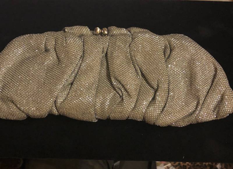 Vintage Silber Grau Glitzer Lurex Clutch Geldbörse Mit Abnehmbarem Kettengurt von cheetahrama