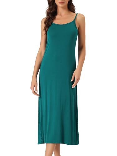 cheibear Damen Cami Tankkleid ärmelloses Midi Schlafkleid mit Spaghettiträgern und Nachthemd Grün XS von cheibear