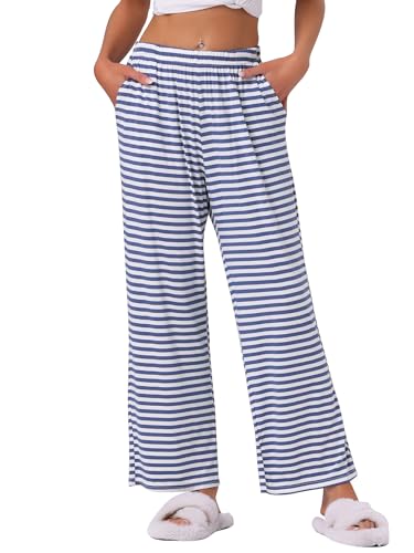 cheibear Damen Schlafanzughose Baumwolle Lang Weich Loungehose Yogahose Nachtwäsche Hosen mit Taschen Pyjamahose mit geradem Beinil Blau gestreift M cheibear Damen Schlafanzughose Baumwolle Lang Weich Loungehose Yogahose Nachtwäsche Hosen mit Taschen Pyjamahose mit geradem Beinil Blau gestreift M von cheibear