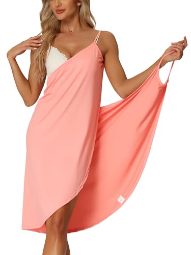 cheibear Damen Strandkleid Strandkleid Sommer rückenfrei Spaghettiträger Kleid Sarongs Wrap, rose, 50 von cheibear