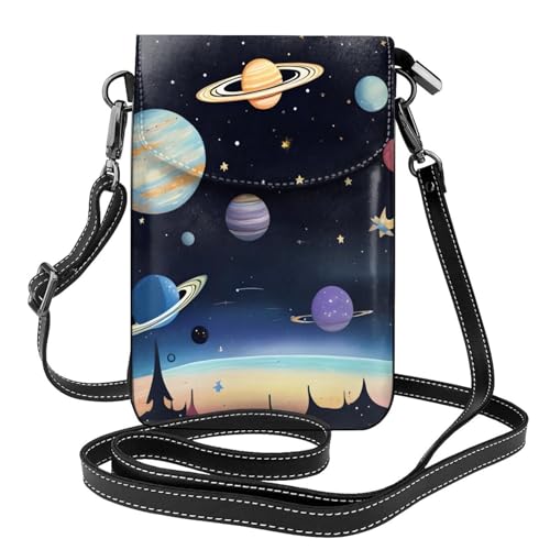 Saturn Jupiter Earth Damen-Umhängetasche, Handy-Geldbörse mit Reißverschluss, #Schulter-Handtasche, verstellbarer Schultergurt von chenfandi