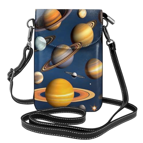 Solar System Planets Damen-Umhängetasche, Handy-Geldbörse mit Reißverschluss, #Schulter-Handtasche, verstellbarer Schultergurt. von chenfandi