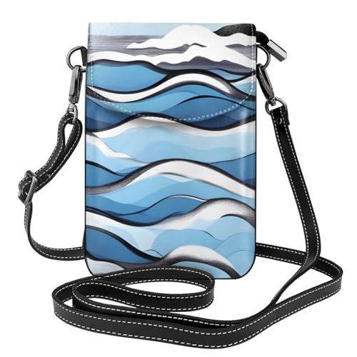 Waves Lapping At The Rocks Damen-Umhängetasche, Handy-Geldbörse mit Reißverschluss, #Schulter-Handtasche, verstellbarer Schultergurt. von chenfandi
