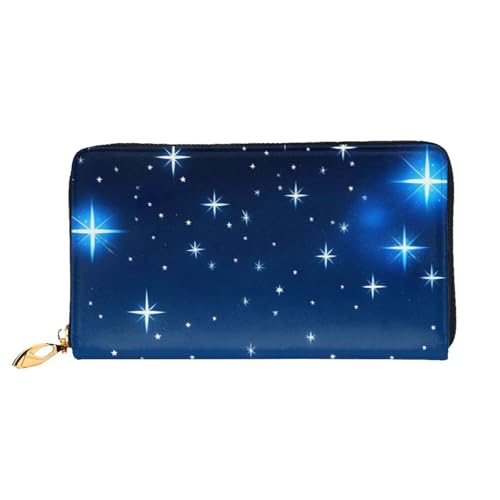 chenfandi Blue Star Pattern Wallet Zipper Wallet Multi-Card Organizer Wallet & Large Capacity 7.48x4.13 Inches (Approx. 19x10.5 Cm), Schwarz , Einheitsgröße von chenfandi