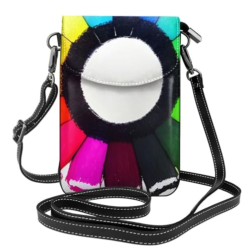 chenfandi Colored Crayon Circles Damen-Umhängetasche, Handy-Geldbörse mit Reißverschluss, #Schulter-Handtasche, verstellbarer Schultergurt. von chenfandi